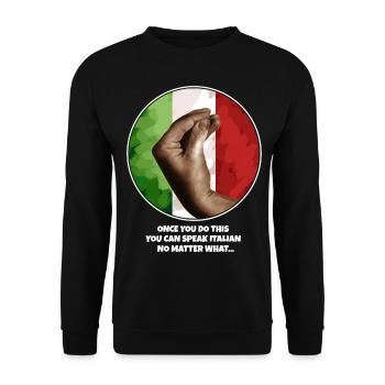 Italian Hand Gesture Italia Italy Italiano Flag - Unisex Pullover - Schwarz - Vorne - Alina (178cm) & Michal (187cm)