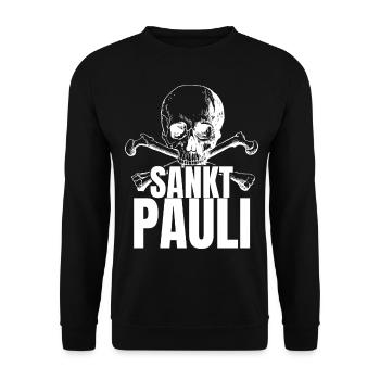 St Pauli. Éventail St pauli Éventail Paulianer Hamburger - Sweat-shirt Unisexe - noir - Devant - Alina (178cm) & Michal (187cm)
