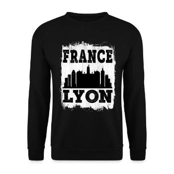 Lyon France City Skyline Summer Holiday Love - Unisex Sweatshirt - black - Front - Alina (178cm) & Michal (187cm)