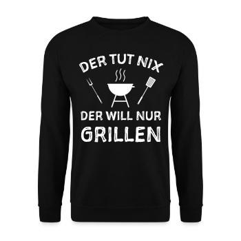 Grillsaison Humor Sprüche Witzig - Unisex Pullover - Schwarz - Vorne - Alina (178cm) & Michal (187cm)
