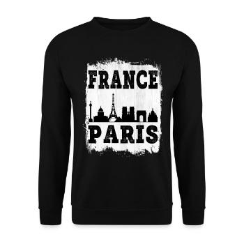 Paris France City Skyline Home Holiday Love - Unisex Sweatshirt - black - Front - Alina (178cm) & Michal (187cm)