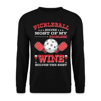 Pickleball and Wine Dink Responsibly Pickleballer - Unisex Sweatshirt - black - Front - Alina (178cm) & Michal (187cm)