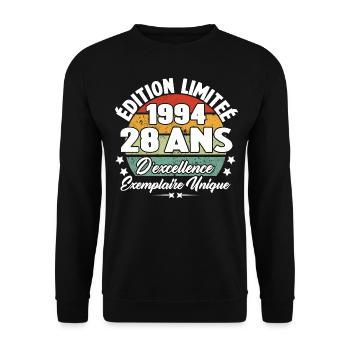 Cadeau 28 ans d'excellence / Édition limitée 1994 - Sweat-shirt Unisexe - noir - Devant - Alina (178cm) & Michal (187cm)