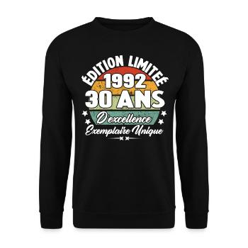 Cadeau 30 ans d'excellence / Édition limitée 1992 - Sweat-shirt Unisexe - noir - Devant - Alina (178cm) & Michal (187cm)