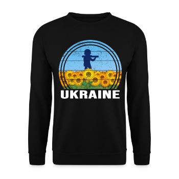 UKRAINE Soldat SONNENBLUME slava ukraini HELD - Unisex Pullover - Schwarz - Vorne - Alina (178cm) & Michal (187cm)