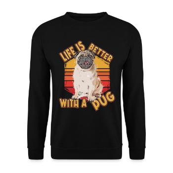 Pug Pug Saying Funny Dog Pet Cartoon Comic - Unisex Sweatshirt - black - Front - Alina (178cm) & Michal (187cm)