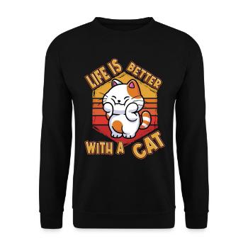 La vie de chat est meilleure avec un chat qui dit drôle - Sweat-shirt Unisexe - noir - Devant - Alina (178cm) & Michal (187cm)