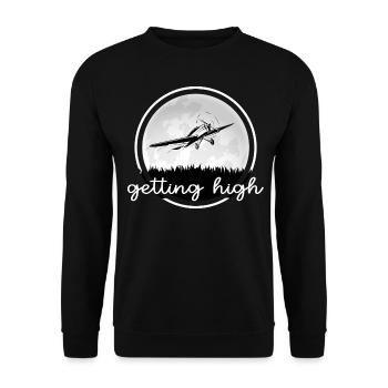 Flugzeug Pilot "getting high" Flieger-Romantik - Unisex Pullover - Schwarz - Vorne - Alina (178cm) & Michal (187cm)