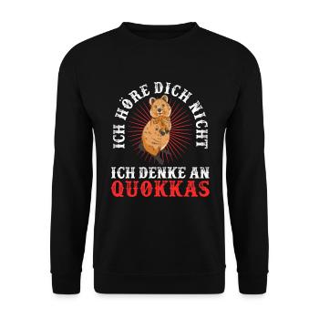 Quokka denken an mich Beuteltier Quokka - Unisex Pullover - Schwarz - Vorne - Alina (178cm) & Michal (187cm)