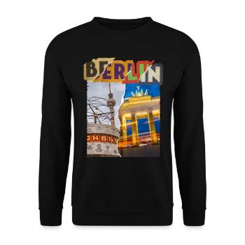 Berlin Germany City Skyline Vintage Retro - Unisex Sweatshirt - black - Front - Alina (178cm) & Michal (187cm)