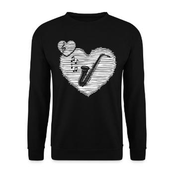 Saxofon Saxophonist "Saxophon-musik" - Unisex Pullover - Schwarz - Vorne - Alina (178cm) & Michal (187cm)