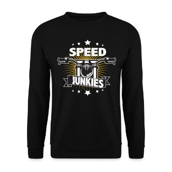Speed Junkies Motorcycle Biker Motorcyclist Saying - Unisex Sweatshirt - black - Front - Alina (178cm) & Michal (187cm)