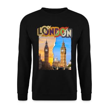 London England UK City Skyline Vintage Retro - Unisex Sweatshirt - black - Front - Alina (178cm) & Michal (187cm)