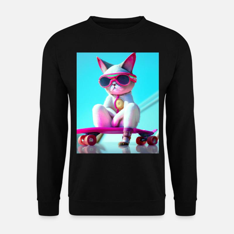 Coole Skateboard Katzen - Unisex Pullover - Schwarz