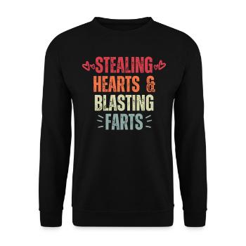Voler des cœurs et faire exploser des pets drôle Valentine - Sweat-shirt Unisexe - noir - Devant - Alina (178cm) & Michal (187cm)