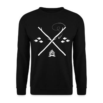 Angler angelt outdoor Angelcamp Angelschein - Unisex Pullover - Schwarz - Vorne - Alina (178cm) & Michal (187cm)