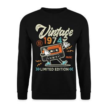 1974 Retro Musik Geburtstag Shirt 1974 - Unisex Pullover - Schwarz - Vorne - Alina (178cm) & Michal (187cm)
