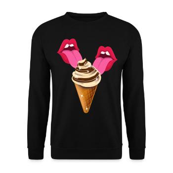 Langue léchant la glace - Sweat-shirt Unisexe - noir - Devant - Alina (178cm) & Michal (187cm)