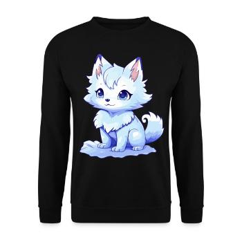 Kawaii Arctic Fox Mignon Japonais Anime Esthétique - Sweat-shirt Unisexe - noir - Devant - Alina (178cm) & Michal (187cm)