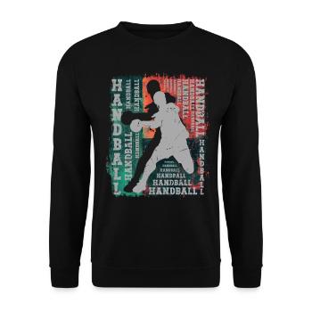 Handball Handball Joueur Joueur de Handball Vintage Retro - Sweat-shirt Unisexe - noir - Devant - Alina (178cm) & Michal (187cm)