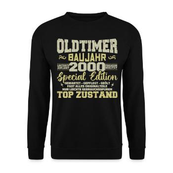 Jahrgang 2000 geboren Retro Geburtstag Vintage - Unisex Pullover - Schwarz - Vorne - Alina (178cm) & Michal (187cm)