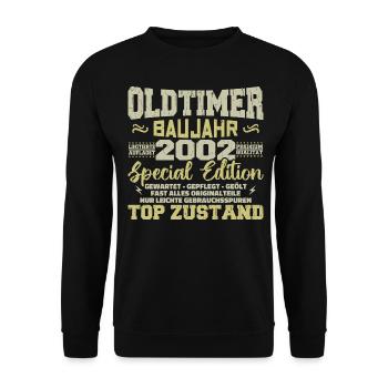 Jahrgang 2002 geboren Retro Geburtstag Vintage - Unisex Pullover - Schwarz - Vorne - Alina (178cm) & Michal (187cm)