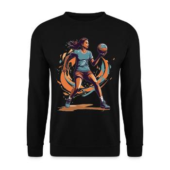 Handballerin Streetwear Ikonischer Stil - Unisex Pullover - Schwarz - Vorne - Alina (178cm) & Michal (187cm)