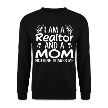 Ich bin ein Makler und eine Mutter, nichts macht mir Angst Makler - Unisex Pullover - Schwarz - Vorne - Alina (178cm) & Michal (187cm)