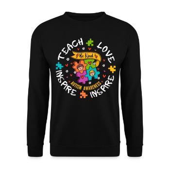 Autism Awareness Teacher Teach Hope Love Inspire - Unisex Sweatshirt - black - Front - Alina (178cm) & Michal (187cm)