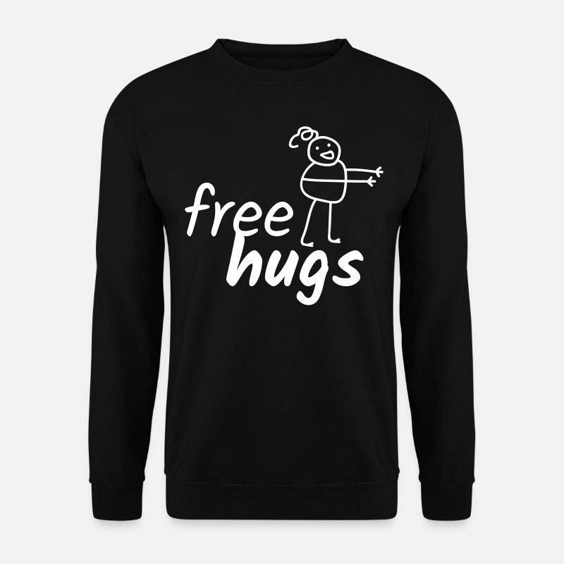 Lustiger Spruch Free Hugs mit Zeichnung - Unisex Pullover - Schwarz