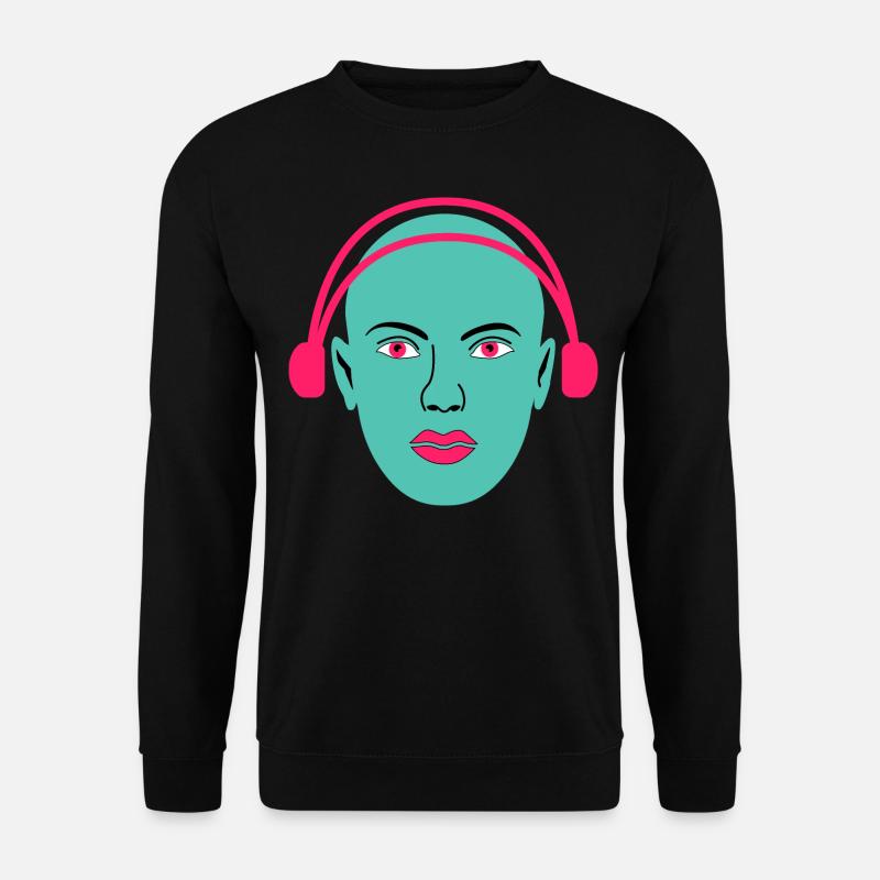 Frau hört Musik - Unisex Pullover - Schwarz