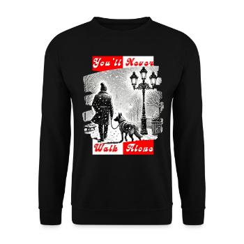 Du wirst nie alleine gehen - Unisex Pullover - Schwarz - Vorne - Alina (178cm) & Michal (187cm)