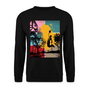 Basketball Basketballer Spieler Fan Vintage Retro - Unisex Pullover - Schwarz - Vorne - Alina (178cm) & Michal (187cm)