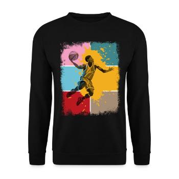 Basketball Basketballer Spieler Fan Vintage Retro - Unisex Pullover - Schwarz - Vorne - Alina (178cm) & Michal (187cm)