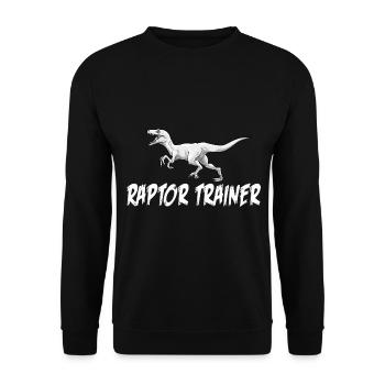 Raptor Trainer Dinosaurier Velociraptor Dino - Unisex Pullover - Schwarz - Vorne - Alina (178cm) & Michal (187cm)