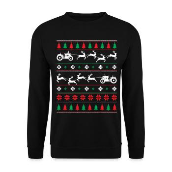 Landwirt - Ugly Christmas - Unisex Pullover - Schwarz - Vorne - Alina (178cm) & Michal (187cm)