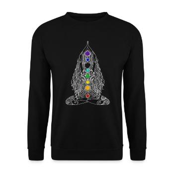 Yoga Chakra Energie lotusblüte buddha tattoo Girl - Unisex Pullover - Schwarz - Vorne - Alina (178cm) & Michal (187cm)