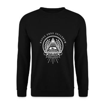 Illuminaten all sehendes Auge geheimbund Pyramide - Unisex Pullover - Schwarz - Vorne - Alina (178cm) & Michal (187cm)