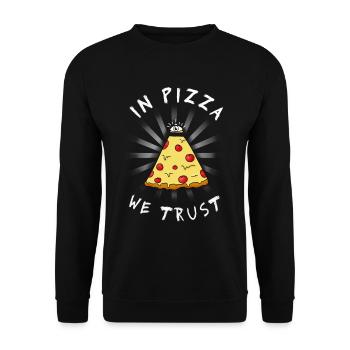 Pizza All Seeing Eye Illuminati Funny Food auge ma - Unisex Pullover - Schwarz - Vorne - Alina (178cm) & Michal (187cm)