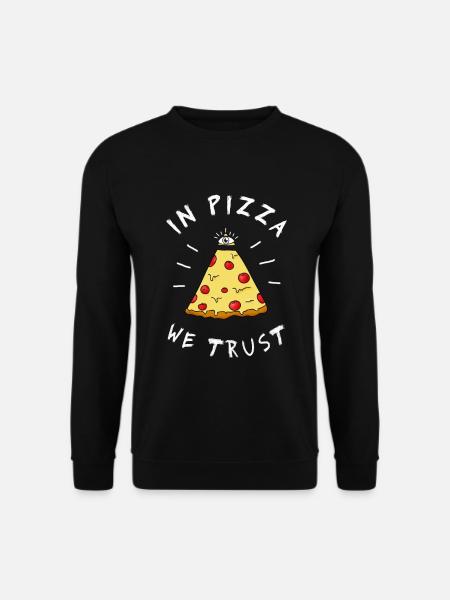 In Pizza We Trust Pizza Slice illuminati Auge Nerd - Unisex Pullover - Schwarz
