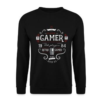 Retrogame nerd it geek play 1984 8bit console lol - Unisex Sweatshirt - black - Front - Alina (178cm) & Michal (187cm)