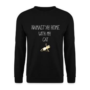 yoga namaste sport spruch cat süß stay Comic Video - Unisex Sweatshirt - black - Front - Alina (178cm) & Michal (187cm)