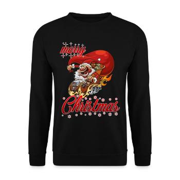 merry xmas tuning santa - Unisex Pullover - Schwarz - Vorne - Alina (178cm) & Michal (187cm)