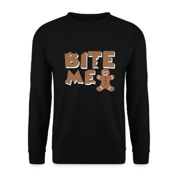 bite me - Unisex Pullover - Schwarz - Vorne - Alina (178cm) & Michal (187cm)
