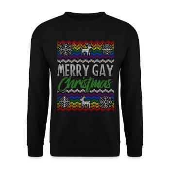 Gay Pride laid de Noël chandail cadeau de Noël - Sweat-shirt Unisexe - noir - Devant - Alina (178cm) & Michal (187cm)