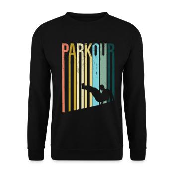 Parkour Retro - Unisex Pullover - Schwarz - Vorne - Alina (178cm) & Michal (187cm)
