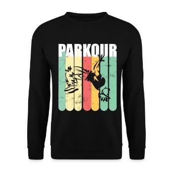 Parkour Retro - Unisex Pullover - Schwarz - Vorne - Alina (178cm) & Michal (187cm)