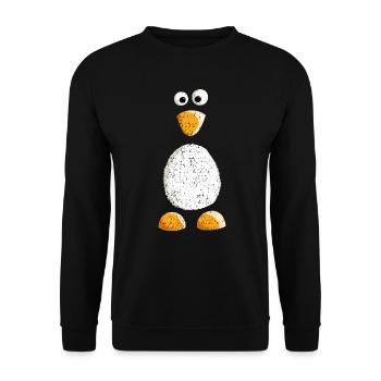 Petit pingouin doux avec style vintage - Sweat-shirt Unisexe - noir - Devant - Alina (178cm) & Michal (187cm)