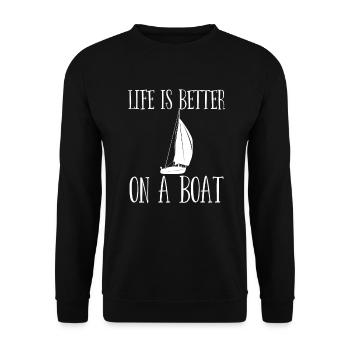 Sailing Life Is Better On A Boat - Unisex Sweatshirt - black - Front - Alina (178cm) & Michal (187cm)