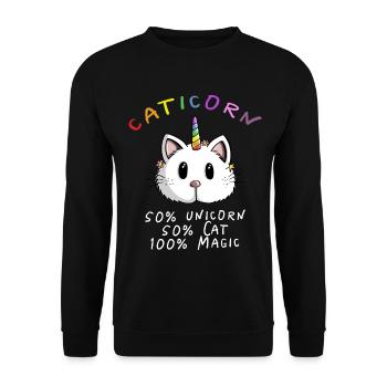 Kawaii Caticorn Unicorn Cat - licorne magique - Sweat-shirt Unisexe - noir - Devant - Alina (178cm) & Michal (187cm)
